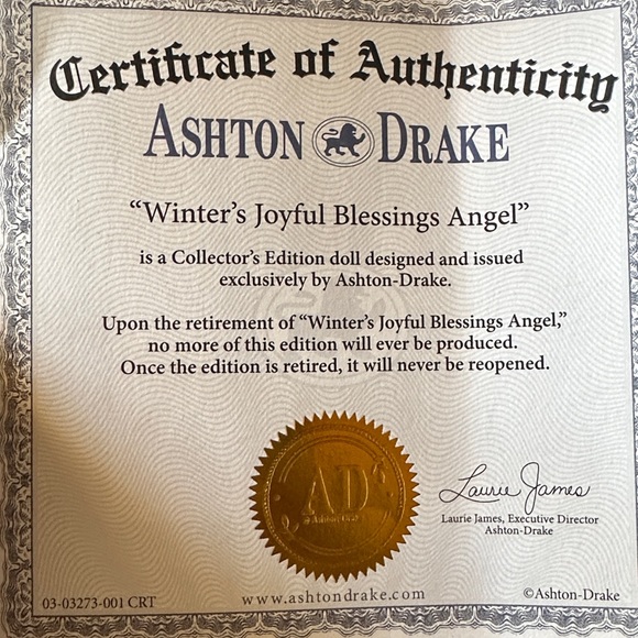 Ashton Drake winters joyful blessings angel NEW